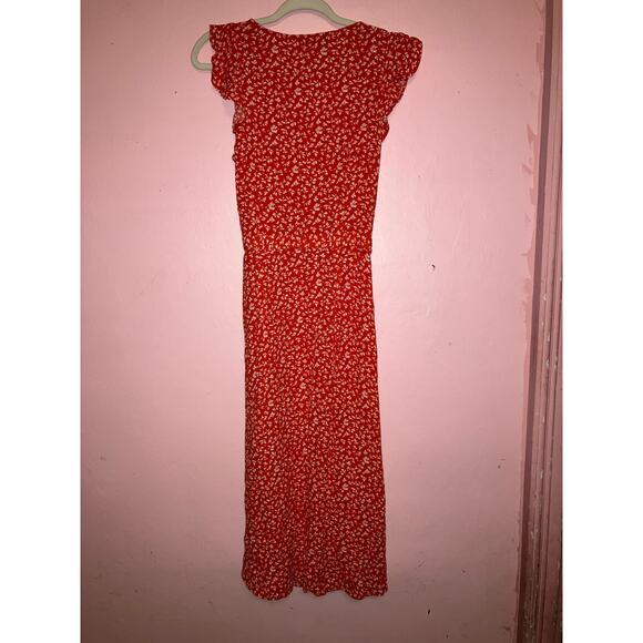 💥Loft red with white dainty floral wrap dress size small - Picture 6 of 6